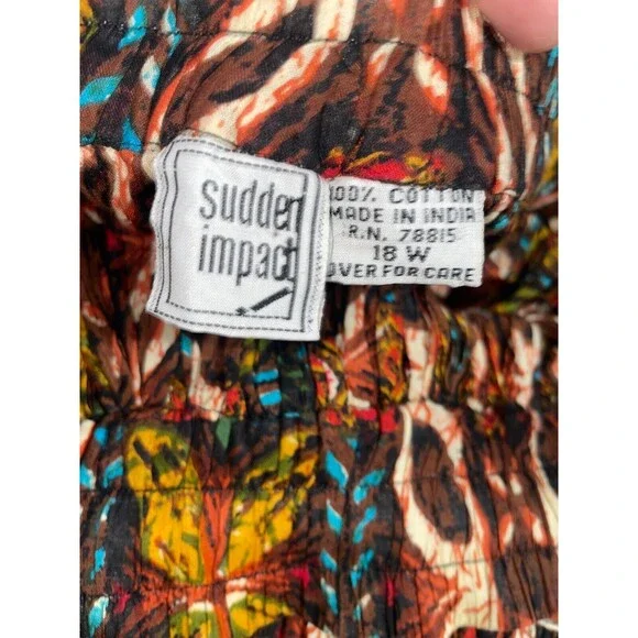 Sudden Impact Women’s Crinkled Cotton Midi Skirt size 18W Drawstring Boho Fairy